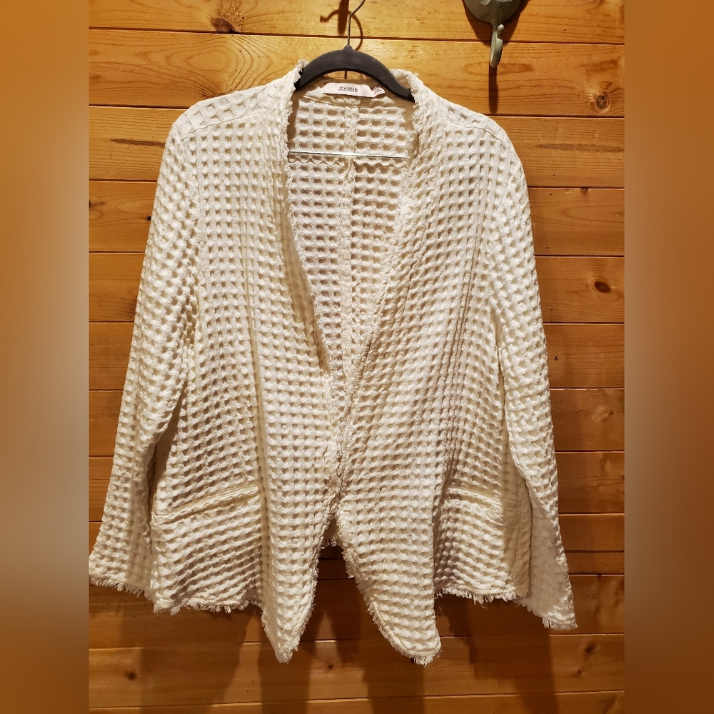 JustFab white waffle jacket